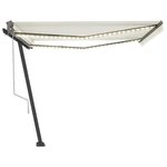 vidaXL Auvent automatique avec capteur de vent et LED 400x300 cm Crème
