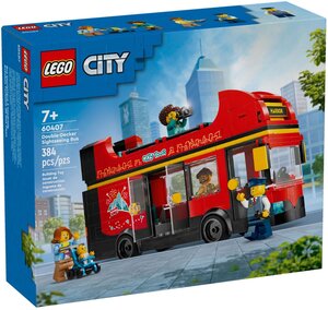 LEGO City - Bus rouge à deux étages (60407) - 5 minifigurines  étage supérieur ouvert