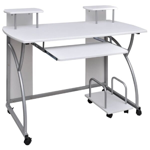 Bureau table poste de travail meuble d'ordinateur informatique étude d'ordinateur 110 x 52 x 88 5 cm bois d’ingénierie blanc 02_0023710