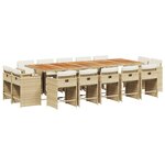 vidaXL Ensemble à manger de jardin et coussins 15 Pièces beige