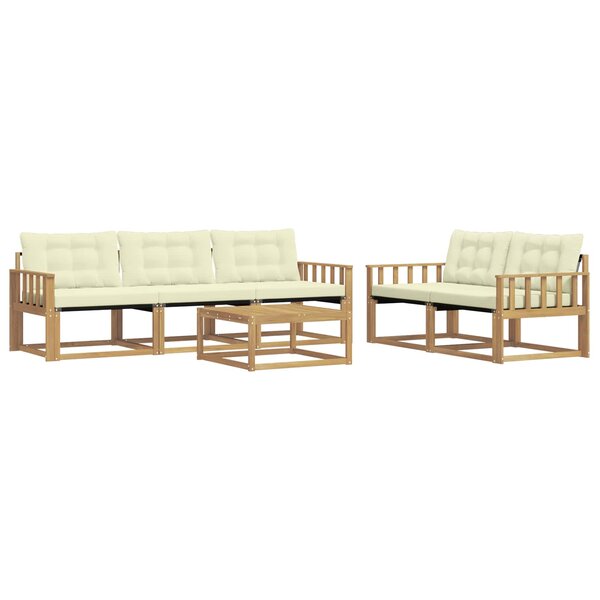 vidaXL Ensemble de canapés d'extérieur 6 Pièces Blanc et crème