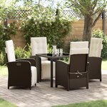 Ensemble de salle à manger de jardin 5 pièces avec coussins en rotin marron vidaXL