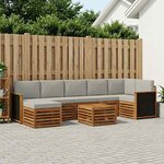 vidaXL Ensemble de canapés d'extérieur 7 Pièces Naturel et gris clair