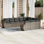 vidaXL Salon de jardin avec coussins 10 Pièces gris résine tressée