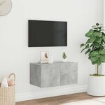 vidaXL Meuble TV mural avec lumières LED gris béton 60x35x31 cm