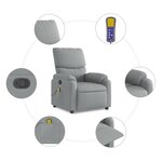 vidaXL Fauteuil inclinable de massage gris clair tissu