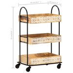 vidaXL Chariot de cuisine à 3 niveaux 46x30x76 cm Bois de manguier