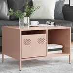 vidaXL Table basse rose 68 5x50x43 5 cm acier laminé à froid