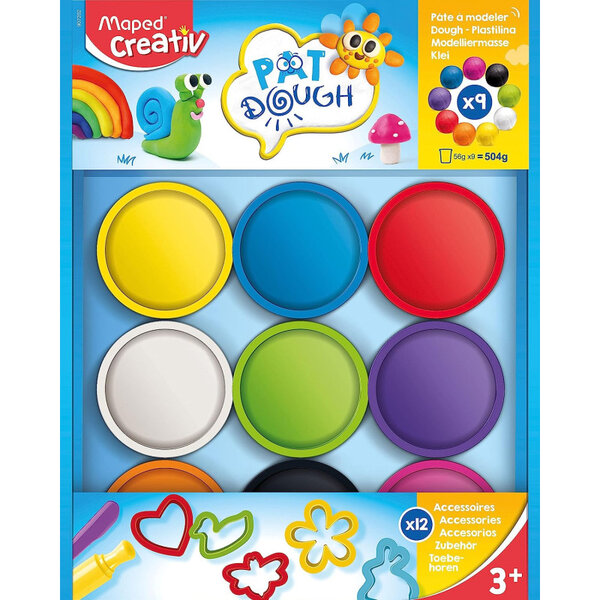 Pâte à modeler - Coffret de 9 pots + 12 accessoires - Enfant - Maped Creativ