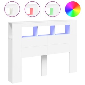 vidaXL Tête de lit à LED blanc 140x18 5x103 5 cm bois d'ingénierie