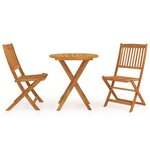 vidaXL Ensemble à manger de jardin pliable 3 Pièces Bois d'acacia solide