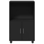 vidaXL Armoire à roulettes noir 55x40x91 cm bois d'ingénierie