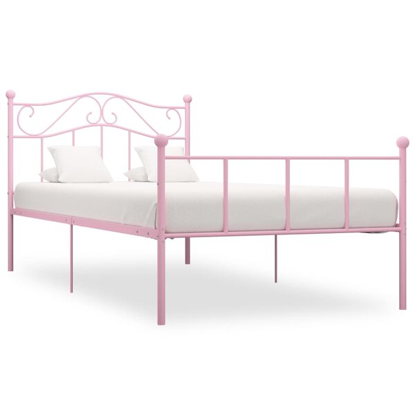 vidaXL Cadre de lit sans matelas rose métal 100x200 cm