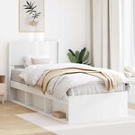 vidaXL Cadre de lit avec rangement et tête de lit Blanc 90 x 200 cm
