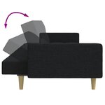 vidaXL Canapé-lit à 2 places avec repose-pied noir tissu
