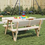 vidaXL Table de pique-nique pour 4 enfants avec trou de parasol sapin