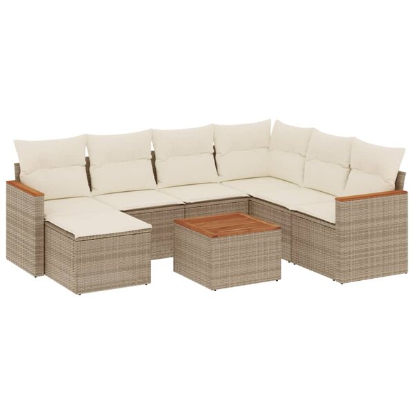 vidaXL Salon de jardin avec coussins 8 Pièces beige résine tressée