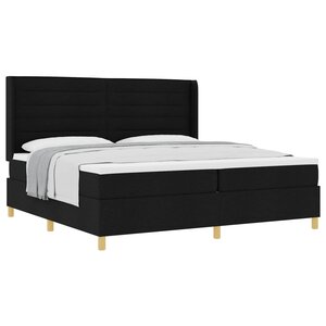 vidaXL Lit à ressorts avec matelas Noir 200 x 200 cm tissu