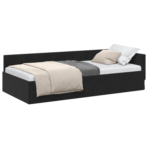 vidaXL Cadre de lit d'angle Noir 80 x 200 cm Velours
