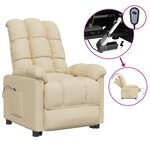 vidaXL Fauteuil inclinable électrique Crème Tissu