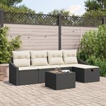 vidaXL Ensemble de canapé de jardin de 6 pièces avec coussins noir en rotin synthétique