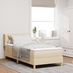 vidaXL Lit box spring avec matelas - Crème  100 x 200 cm  Tissu