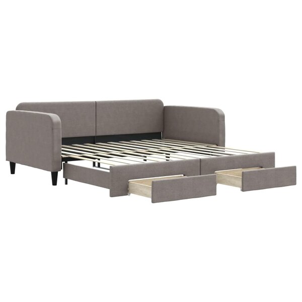 vidaXL Lit de jour avec gigogne et tiroirs taupe 100x200 cm tissu