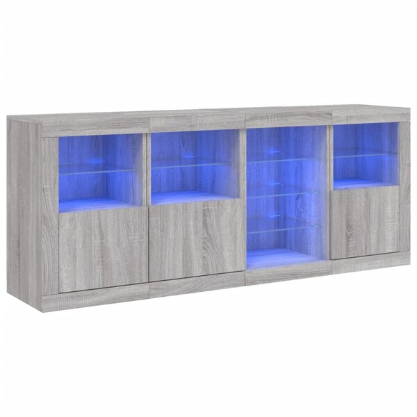 vidaXL Buffet avec lumières LED sonoma gris 164x37x67 cm