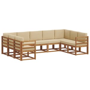 vidaXL Ensemble de canapés d'extérieur 9 pc Naturel et Beige