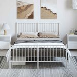 vidaXL Cadre de lit métal sans matelas et pied de lit blanc 135x190 cm