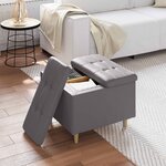 vidaXL Pouf de rangement avec coussin Gris 60 x 60 x 45 cm Simili cuir