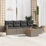 vidaXL Salon de jardin 6 Pièces avec coussins gris résine tressée