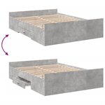 vidaXL Cadre de lit avec tiroirs sans matelas gris béton 120x200 cm