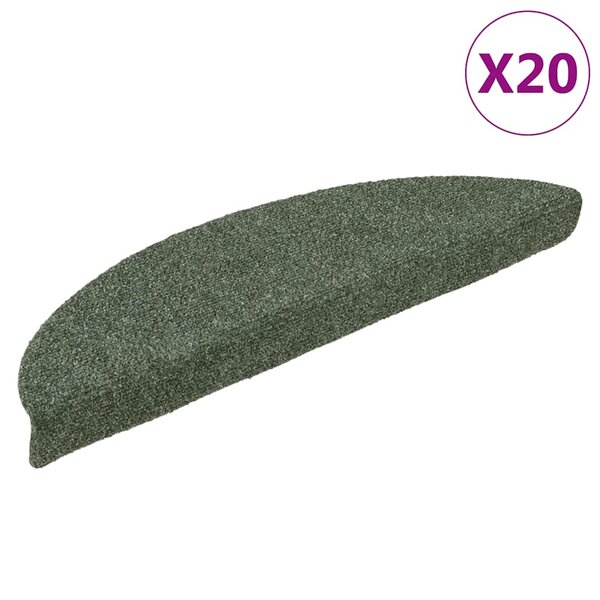 vidaXL Tapis d'escalier autocollants 20 pièces 56 x 17 x 3 cm Vert Demi-rond