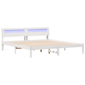 vidaXL Cadre de lit avec tête de lit Blanc 200 x 200 cm Pin massif