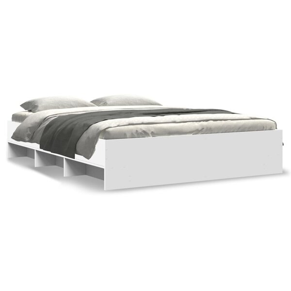 vidaXL Cadre de lit sans matelas blanc 160x200 cm bois d'ingénierie