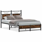 vidaXL Cadre de lit sans matelas chêne fumé 120x200 cm bois ingénierie