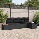 vidaXL Ensemble de canapé de jardin avec coussin 5 Pièces Noir Poly rotin