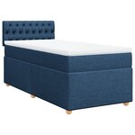 vidaXL Sommier à lattes de lit avec matelas Bleu 90x200 cm Tissu