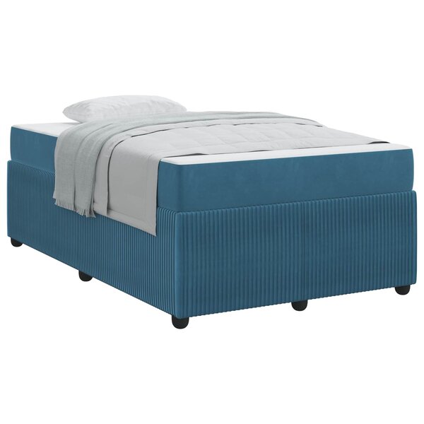 vidaXL Cadre de lit avec matelas Bleu 120 x 190 cm tissu