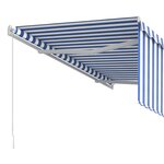 vidaXL Auvent rétractable manuel avec store 3 5x2 5 m Bleu et blanc