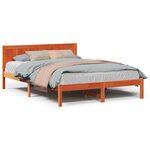 vidaXL Lit marron ciré Marron ciré Bois de pin massif 140 x 200 cm