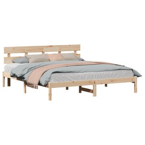 vidaXL Cadre de lit Marron 200 x 200 cm Bois de pin massif