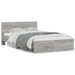 vidaXL Cadre de lit avec tête de lit et LED sonoma gris 120x200 cm