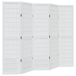 vidaXL Cloison de séparation 5 panneaux blanc bois de paulownia massif