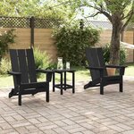 vidaXL Mobilier de jardin lounge 3 Pièces Noir 38 x 38 x 46 cm Plastique
