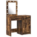 Set de coiffeuse 2 pièces avec LED en chêne fumé en bois composite