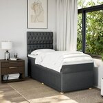 vidaXL Sommier à lattes de lit avec matelas Gris foncé 100x200cm Tissu