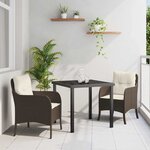 vidaXL Ensemble de salle à manger pour jardin 3 Pièces Marron Poly rotin