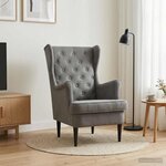 vidaXL Fauteuil Gris foncé Velours